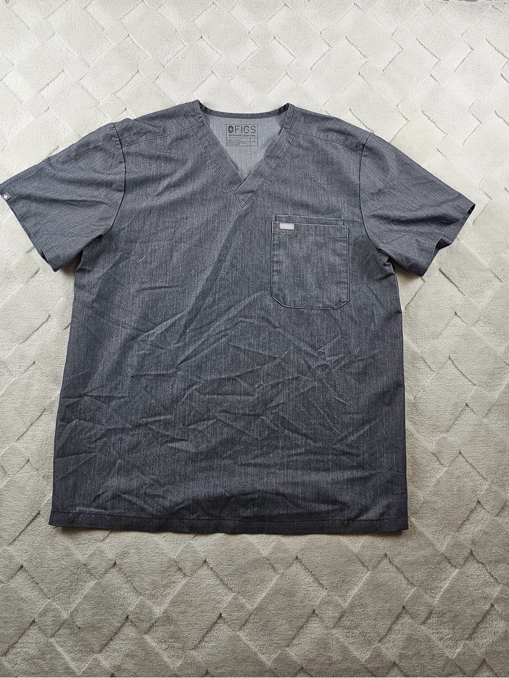 Figs Leon Three-Pocket Scrub Top Mens Extra Large Gray Medical Nurse Wear